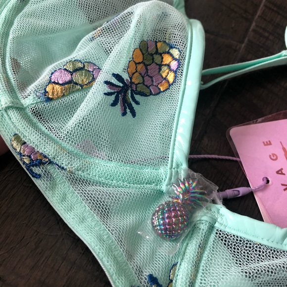 Savage X Fenty Pineapple Embroidered Bra NWT - Picture 4 of 5